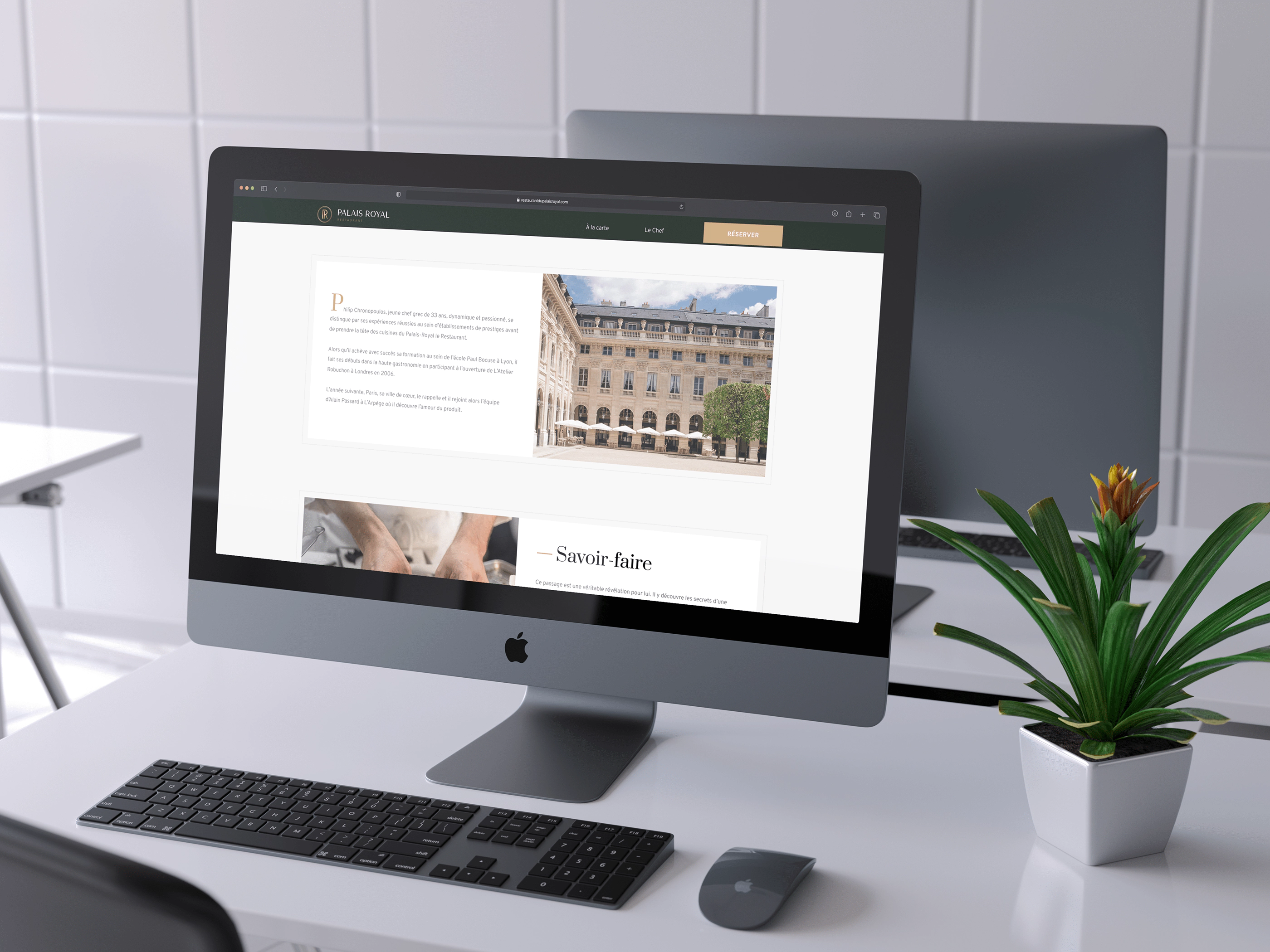 Aperçu de l'interface du site web sur un ordinateur iMac