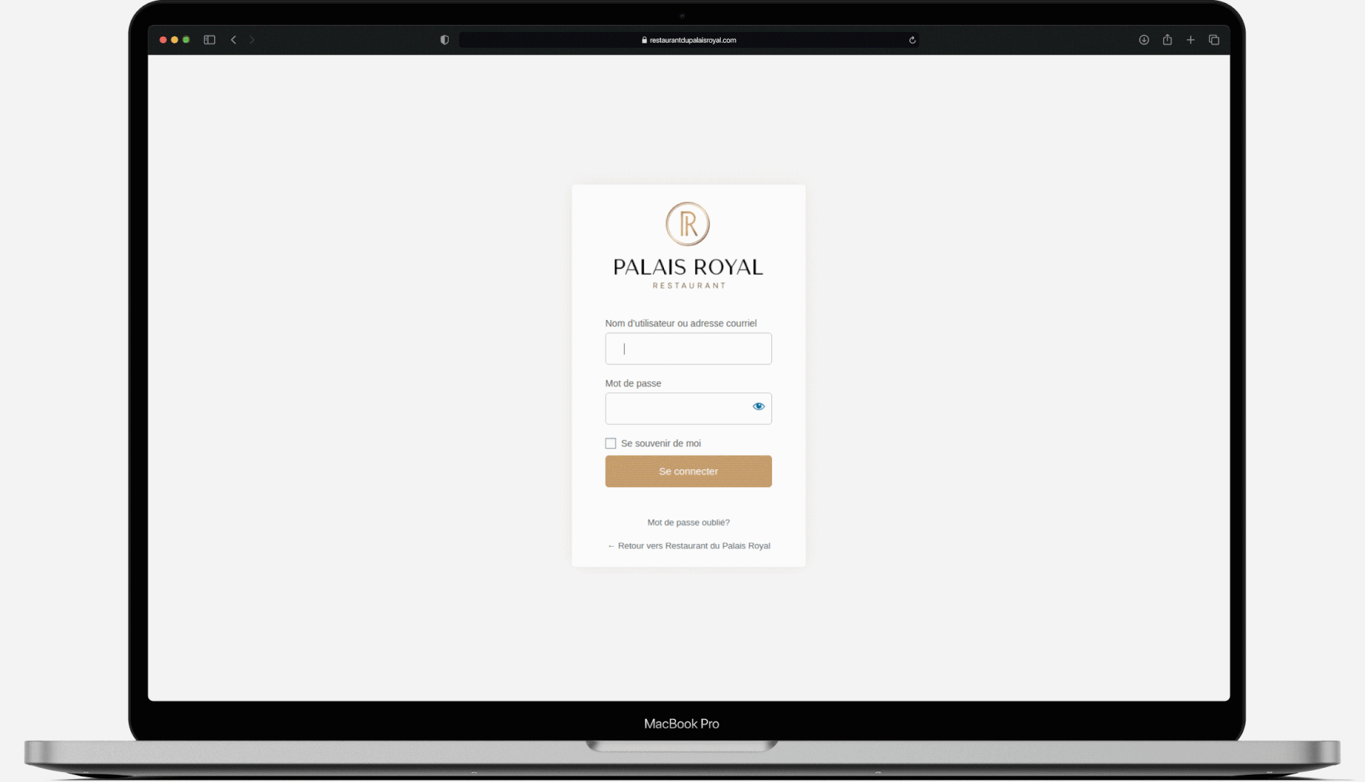 Aperçu de l'interface administrateur WordPress du site web